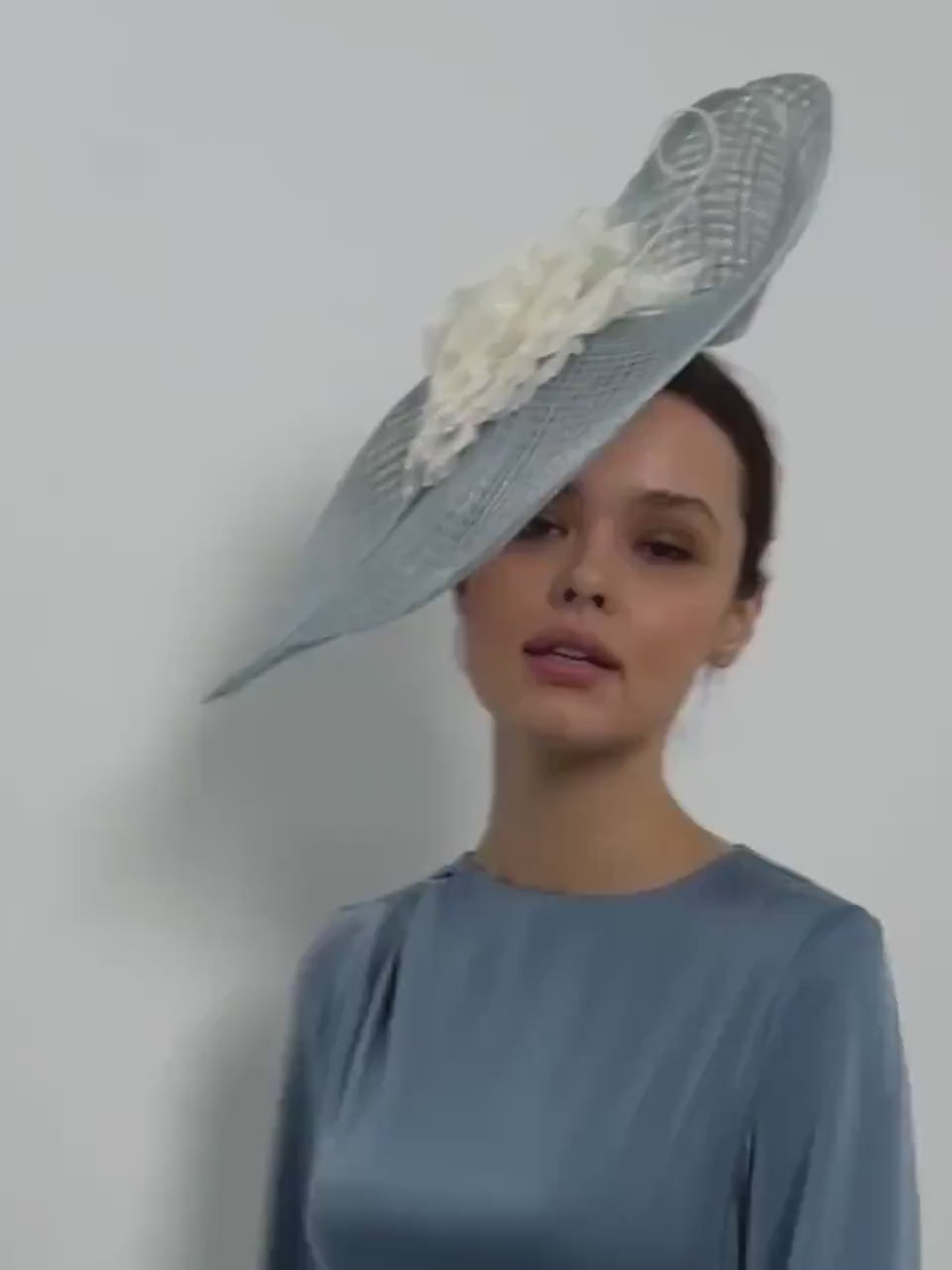 Beige Kentucky Derby Fascinator Hat with Brown Flower, Sinamay Ascot Hat