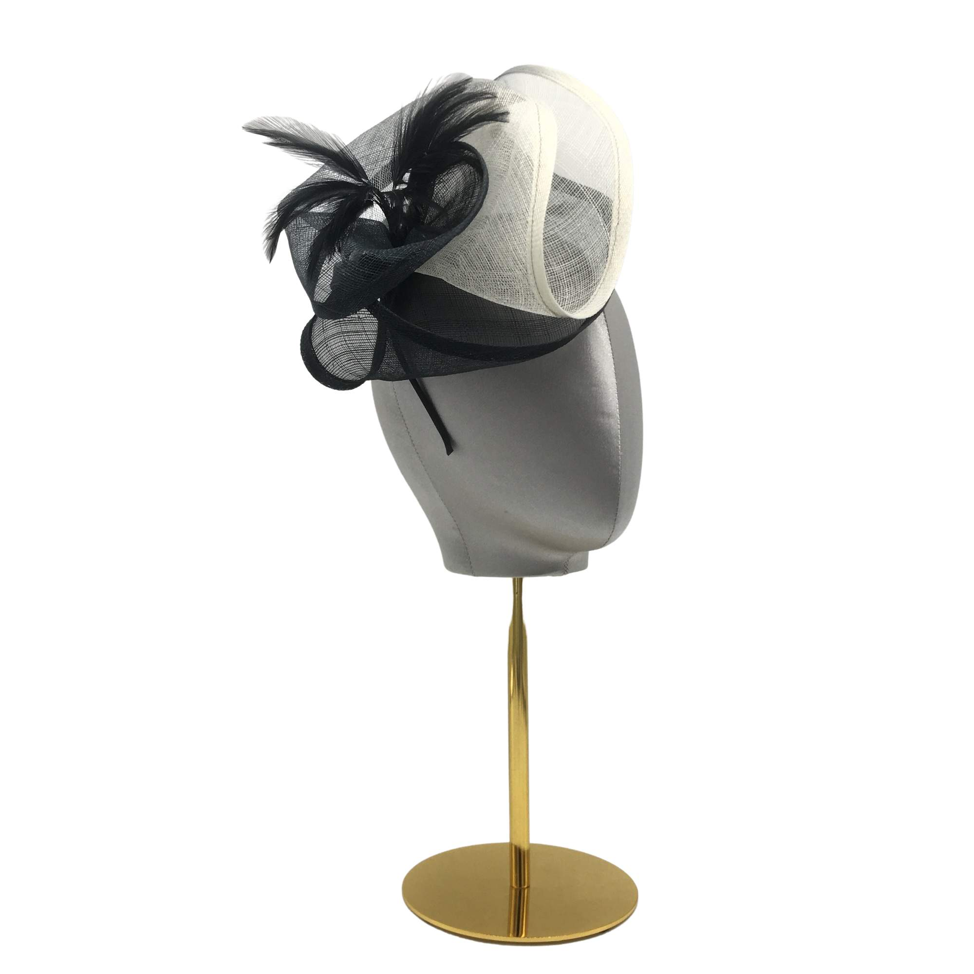 Small Fascinator Hat with Black&White Flower-DivaHats-Fascinator,Straw hats