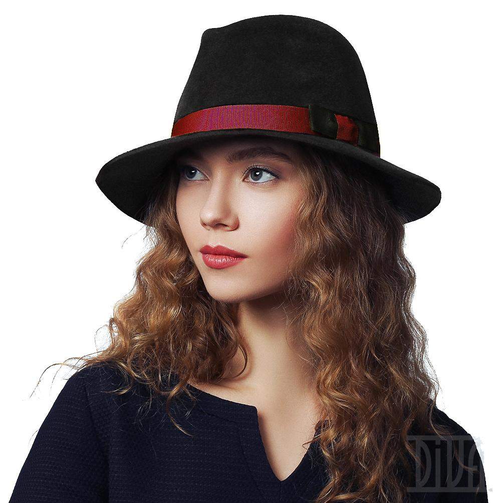 Fur Felt Women's Fedora with Contrast Ribbon Stylish Fall Winter Hat - DivaHats Boutique