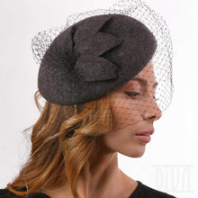 Load image into Gallery viewer, Small Wool Felt Beret With Veil Ladies Winter Hat - DivaHats Boutique