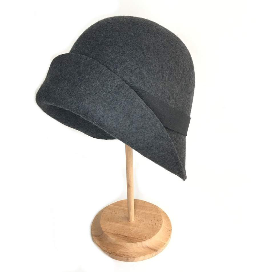 Soft Brim Wool Felt Cloche Hat with Bow - DivaHats Boutique