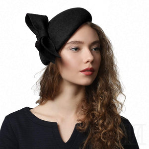 Small Wool Felt Beret With Bow - DivaHats Boutique