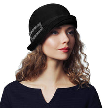 Load image into Gallery viewer, Pretty fur felt velour cloche fall winter hat - DivaHats Boutique
