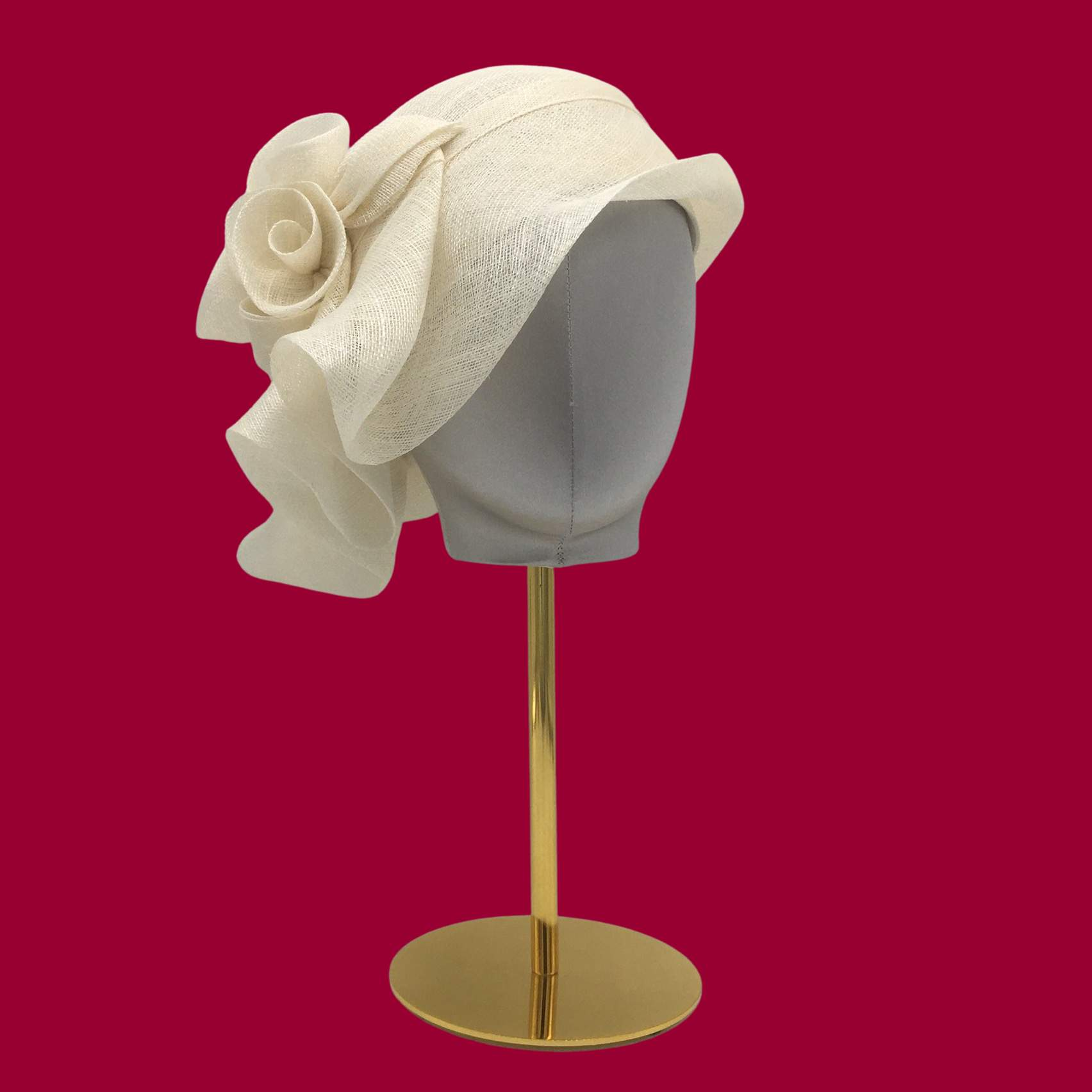 Lovely Cloche with Flowers Ladies Church hat-DivaHats-bridal hats,Cloche,Sinamay hats,Straw hats,Wedding hats