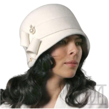 Load image into Gallery viewer, Elegant  Velour Cloche with an Intricate Felt Trim &amp; Pin - DivaHats Boutique