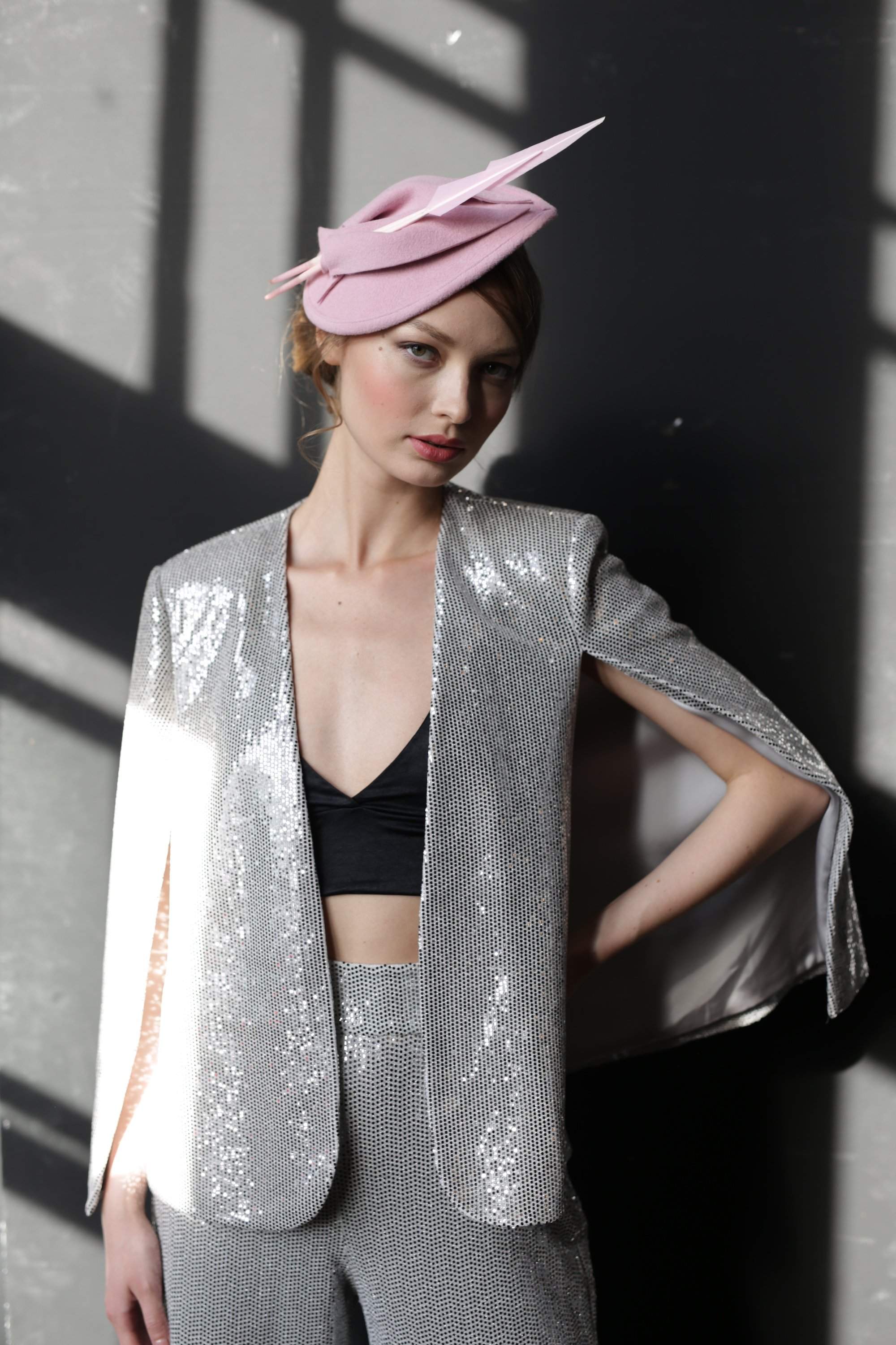  Pink Fascinator Hats with Arrows Feathers - Divahats Boutique