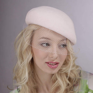 Velour small beret with veil - DivaHats Boutique