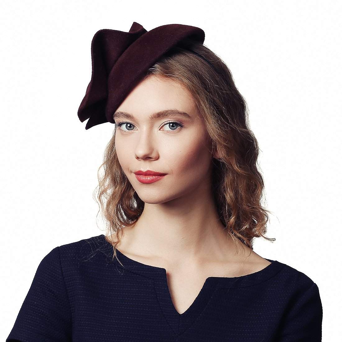 Velour fascinator headband with flower - DivaHats Boutique