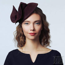 Load image into Gallery viewer, Velour fascinator headband with flower - DivaHats Boutique