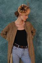 Load image into Gallery viewer, Lovely Light Beige Velour Fascinator with a Velvet Flower - DivaHats Boutique
