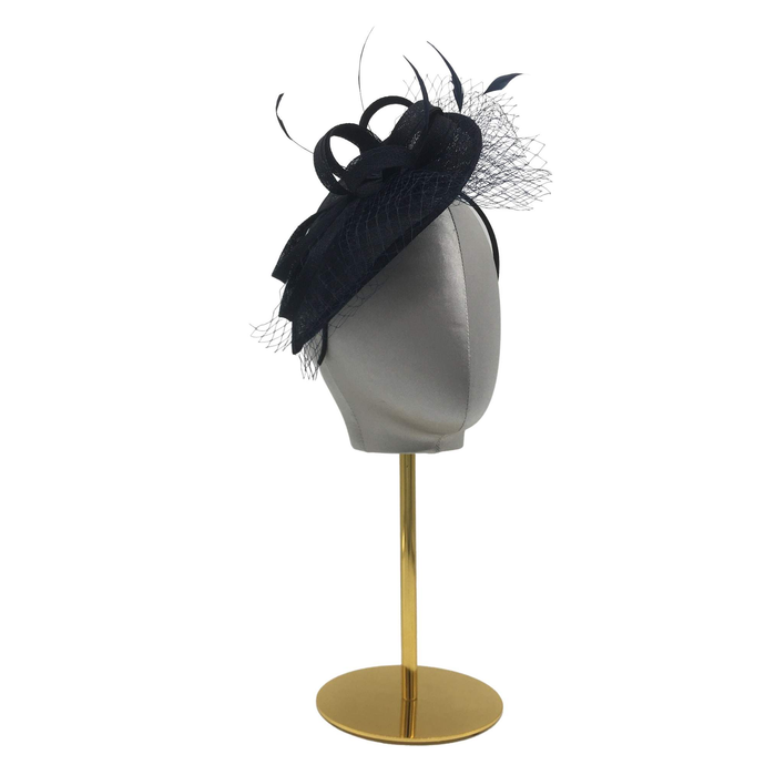 Pretty Small Navy Blue Fascinator with Bow-DivaHats-Fascinator,Straw hats