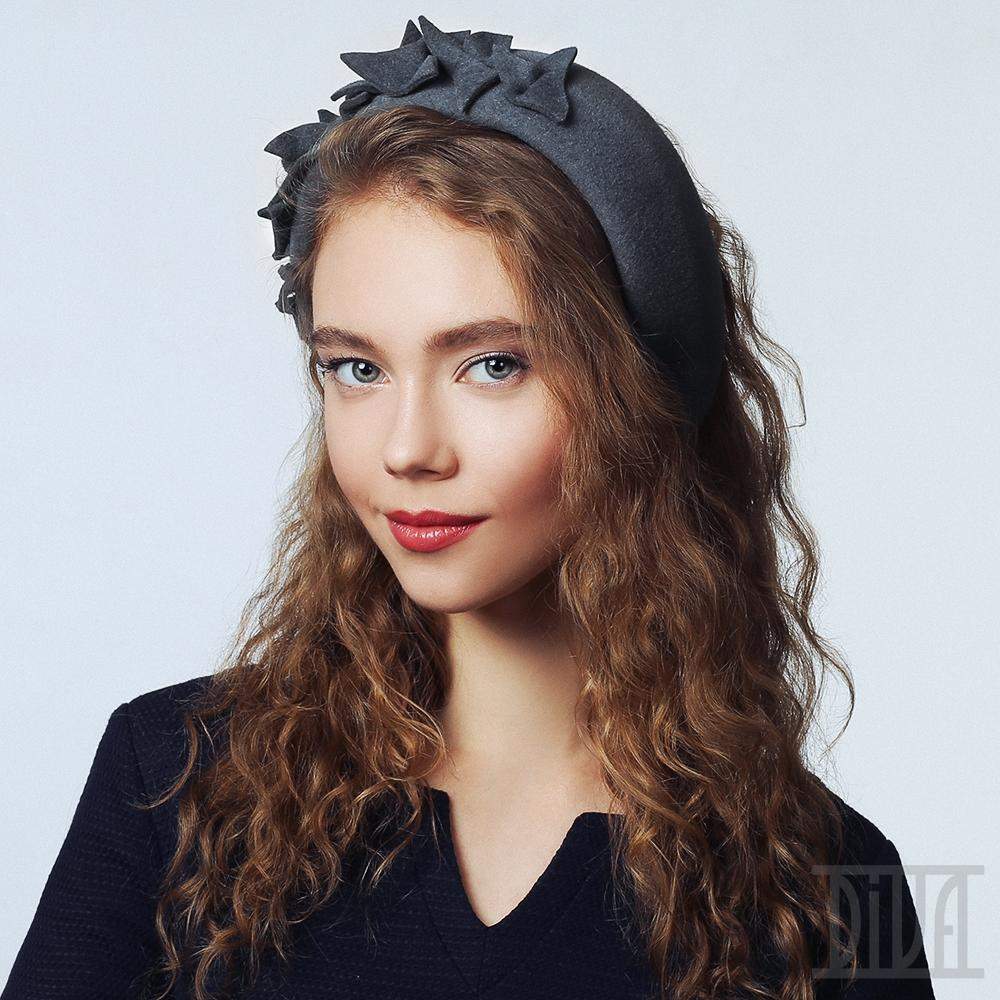 Fur felt headband with original felt trim Winter headwear - DivaHats Boutique