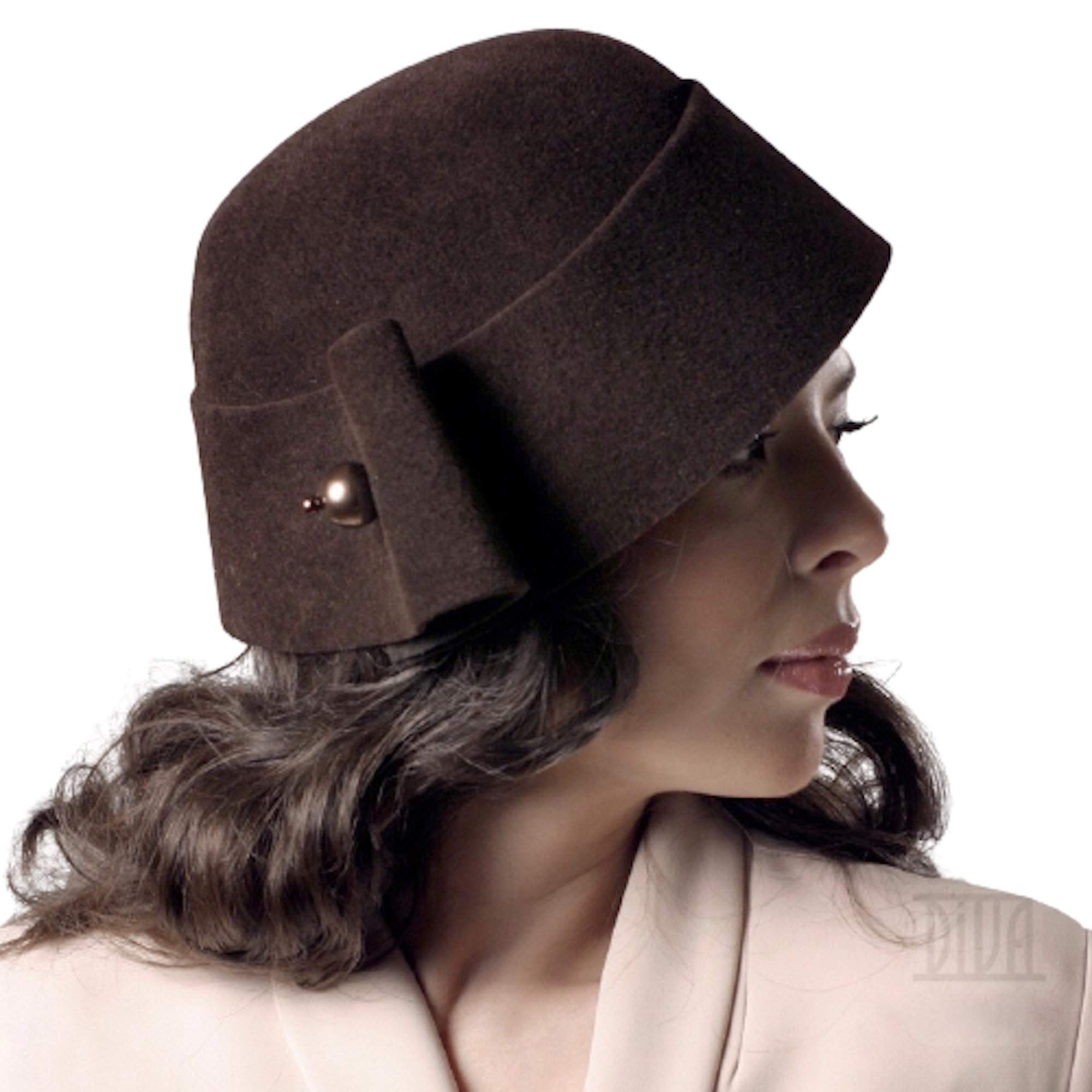 Fur Felt Cloche Hat with Pin - DivaHats Boutique