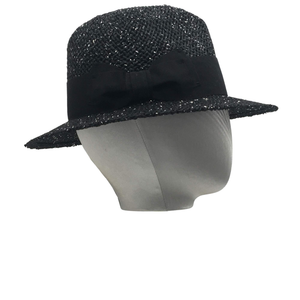 Men's style Black&Silver straw Fedora with bow Stylish Summer Hat-DivaHats-Beach Hats,Brimmer,Fedora,Straw hats