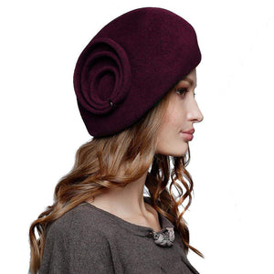 Modern fur felt velour beret with stylish trim perfect winter headwear - DivaHats Boutique