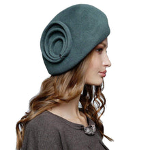 Load image into Gallery viewer, Modern fur felt velour beret with stylish trim perfect winter headwear - DivaHats Boutique