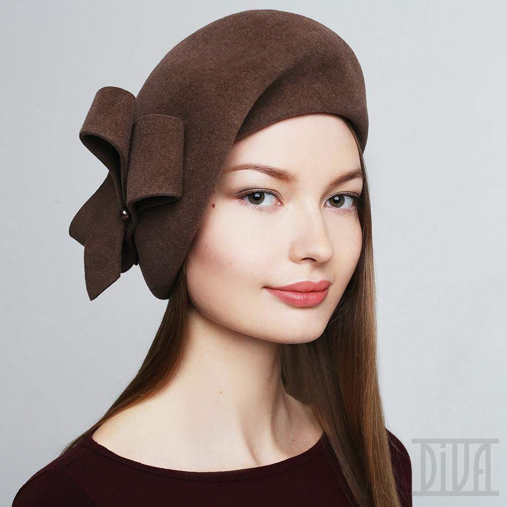 Velour Fur Felt Beret with Bow Ladies Winter Hat - DivaHats Boutique