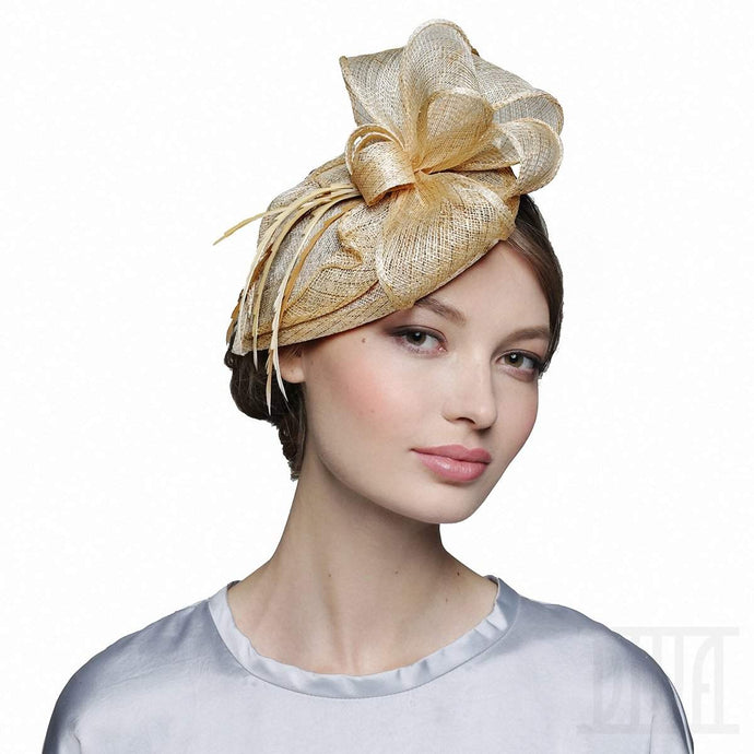 Chic Gold Fascinator Headband Cocktail Wedding Tea Party Derby Hats for Women - DivaHats Boutique
