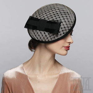 Windowpane Sinamay Women's Fascinator Hat with Bow - DivaHats Boutique