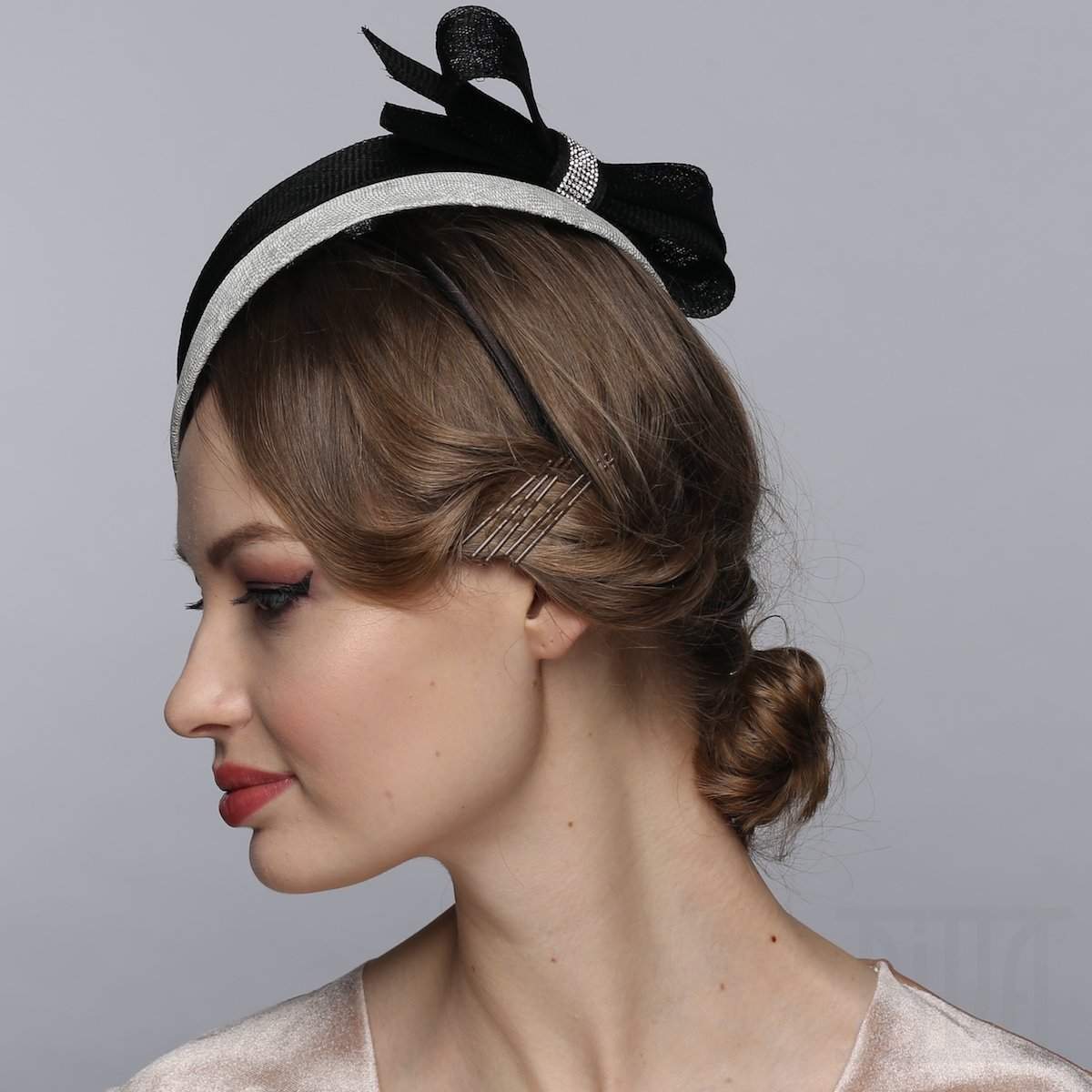 Sinamay Fascinator Headband with Bow - DivaHats Boutique