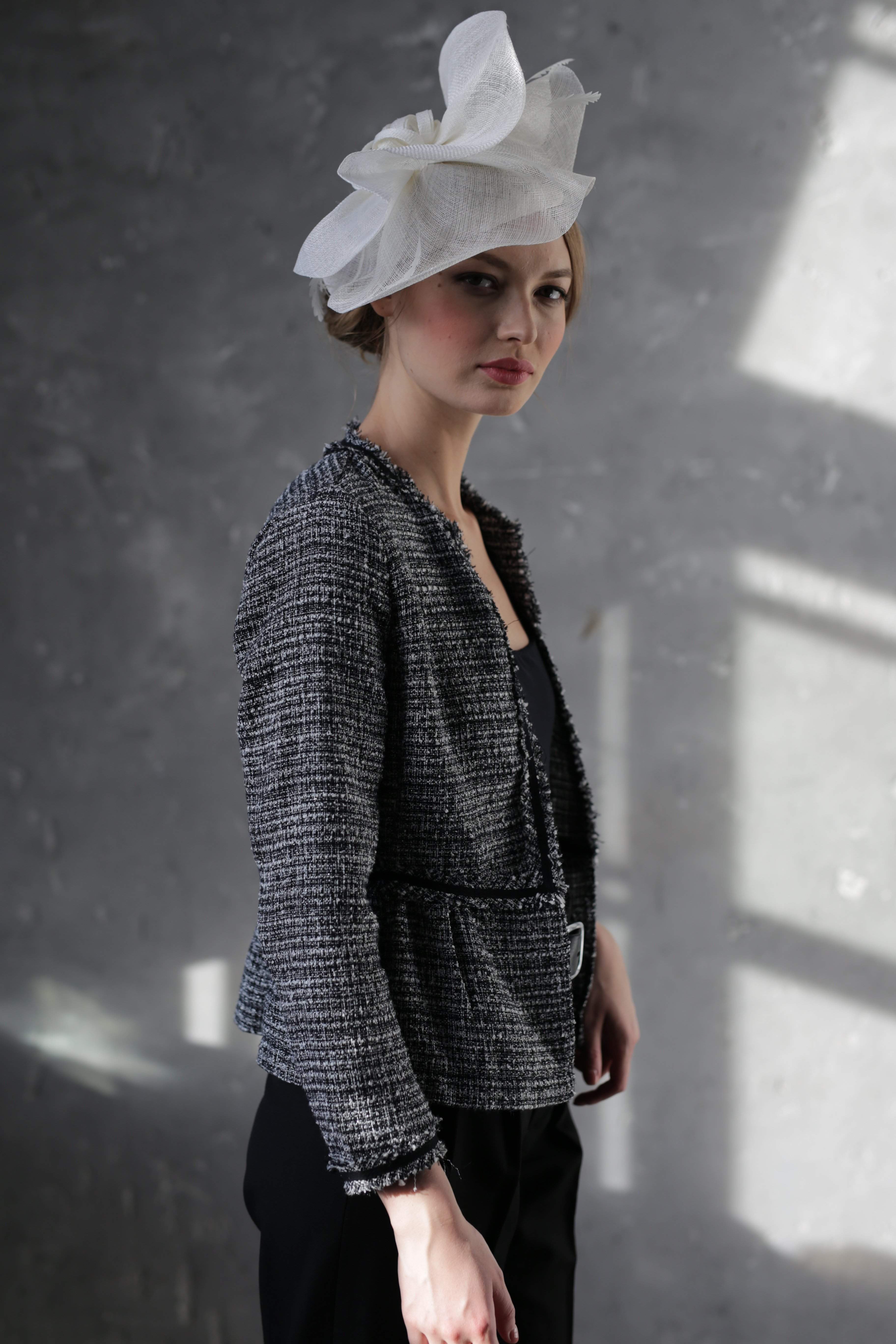  White Derby Fascinator Hat - DivaHats Boutique