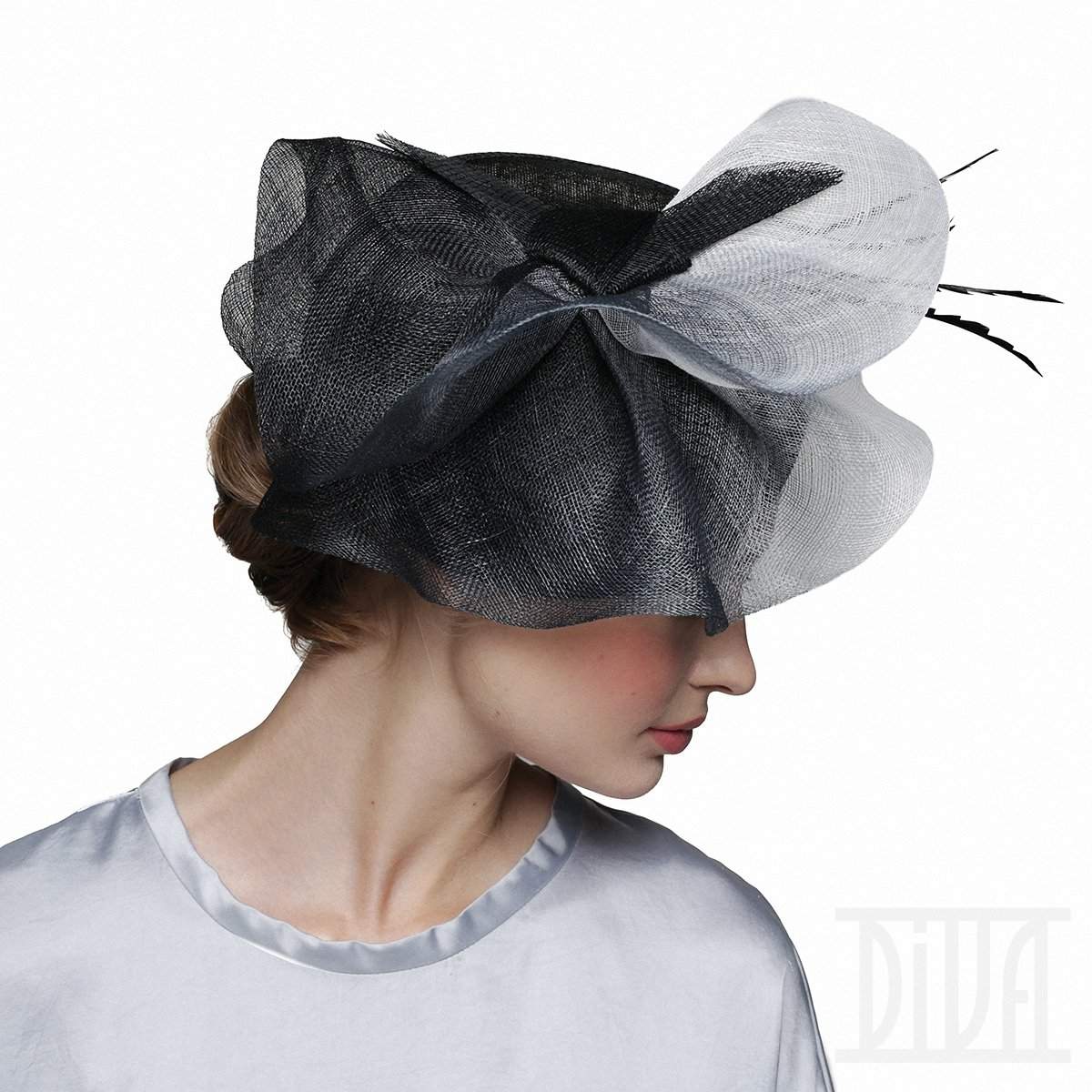 Chic Black&White Degrade Fascinator Hat Tea Party Derby Headwear - DivaHats Boutique
