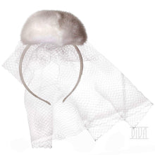 Load image into Gallery viewer, Velvet mink fur fascinator with veil - DivaHats Boutique
