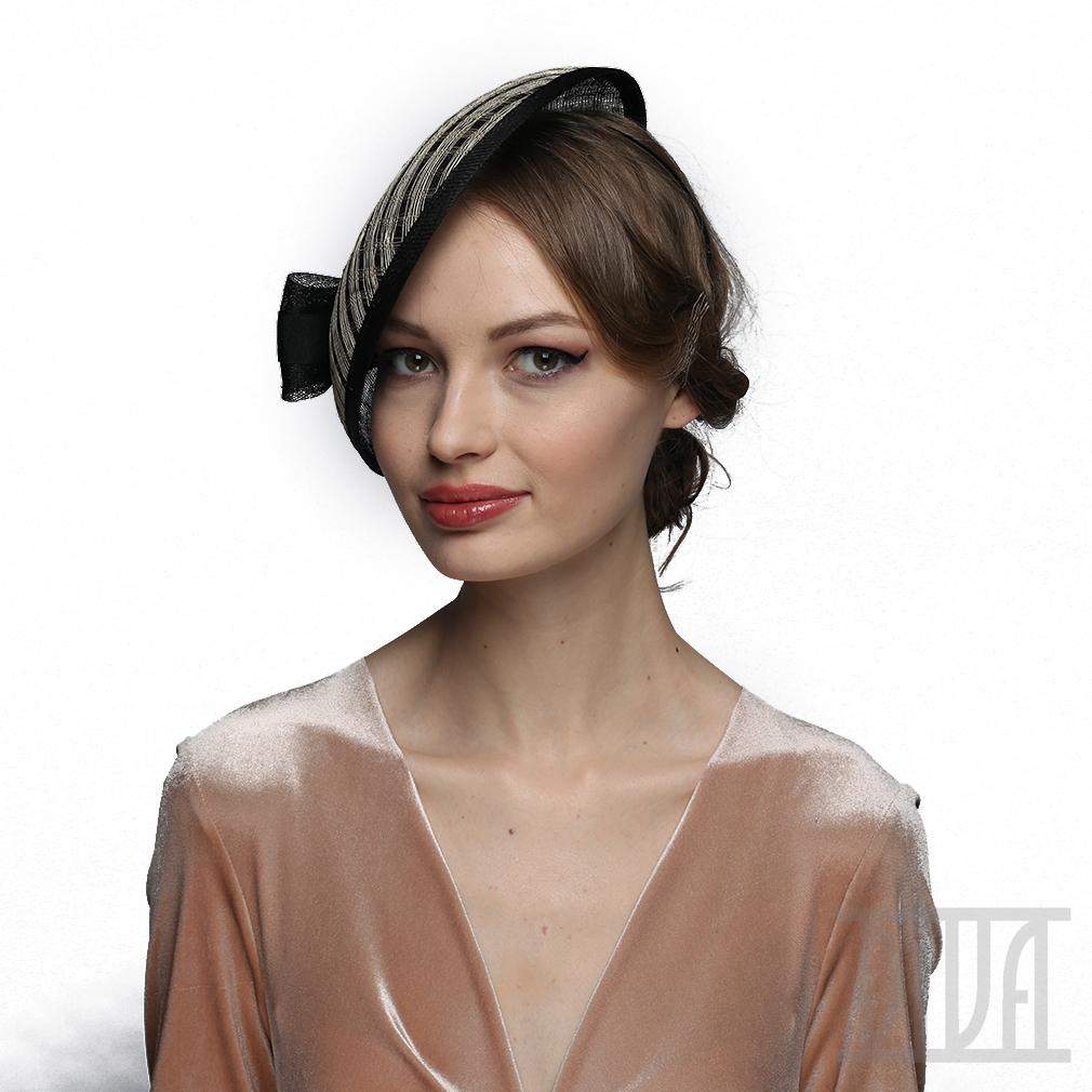 Windowpane Sinamay Women's Fascinator Hat with Bow - DivaHats Boutique