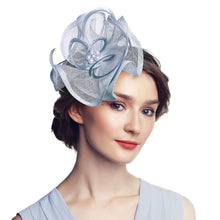 Load image into Gallery viewer, Blue Fascinator Headband Tea Party Wedding Cocktail Hat - DivaHats Boutique