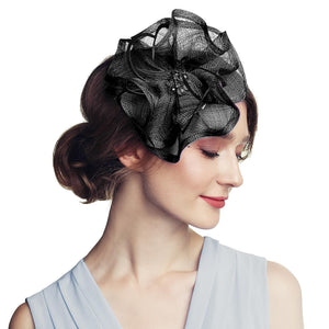 Black Flower Fascinator Hat Tea Party Wedding Headwear - Divahats boutique