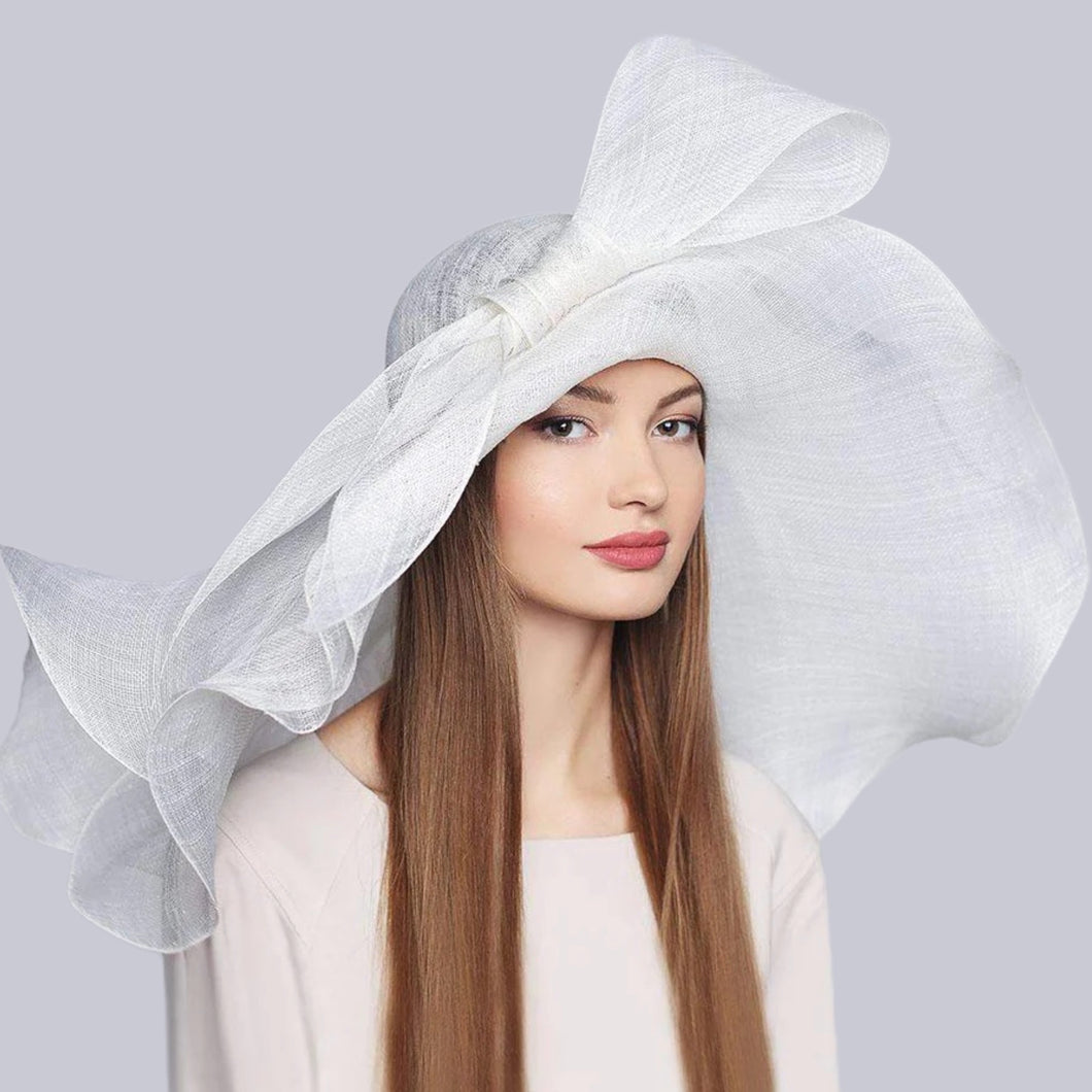 Wedding Hat Double Wide&Floppy Brims with Bow