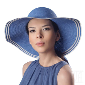 Floppy Sky Blue Straw Sun Hat  Summer Beach Headwear - DivaHats Boutique
