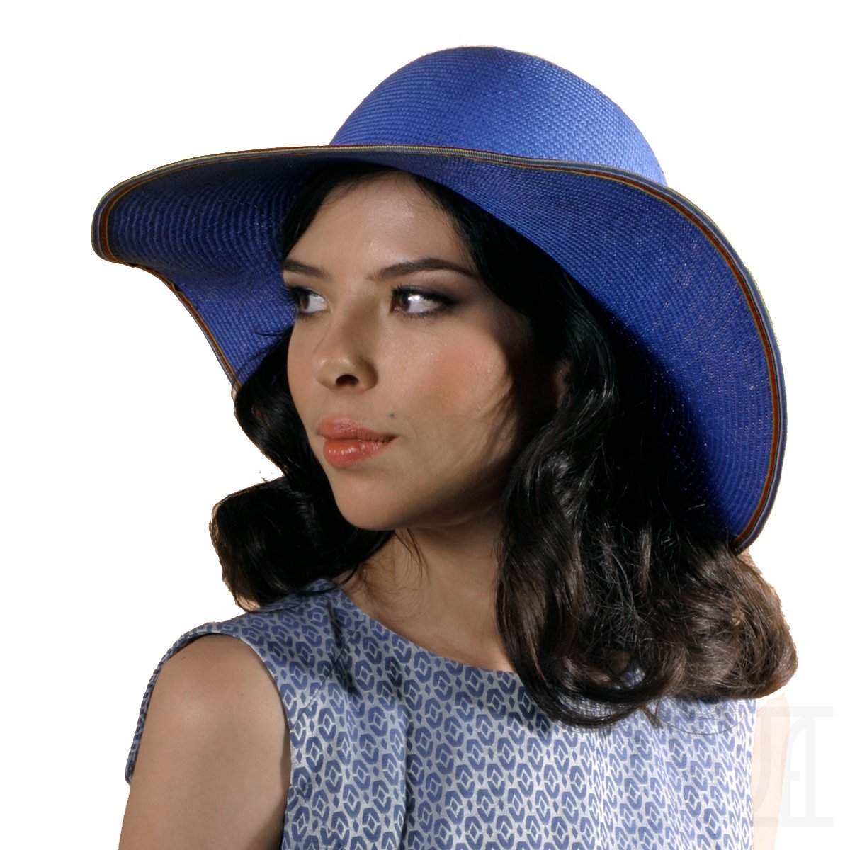 Floppy Sky Blue Straw Sun Hat  Summer Beach Headwear - DivaHats Boutique