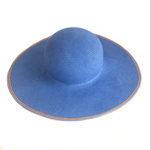 Load image into Gallery viewer, Floppy Sky Blue Straw Sun Hat  Summer Beach Headwear - DivaHats Boutique