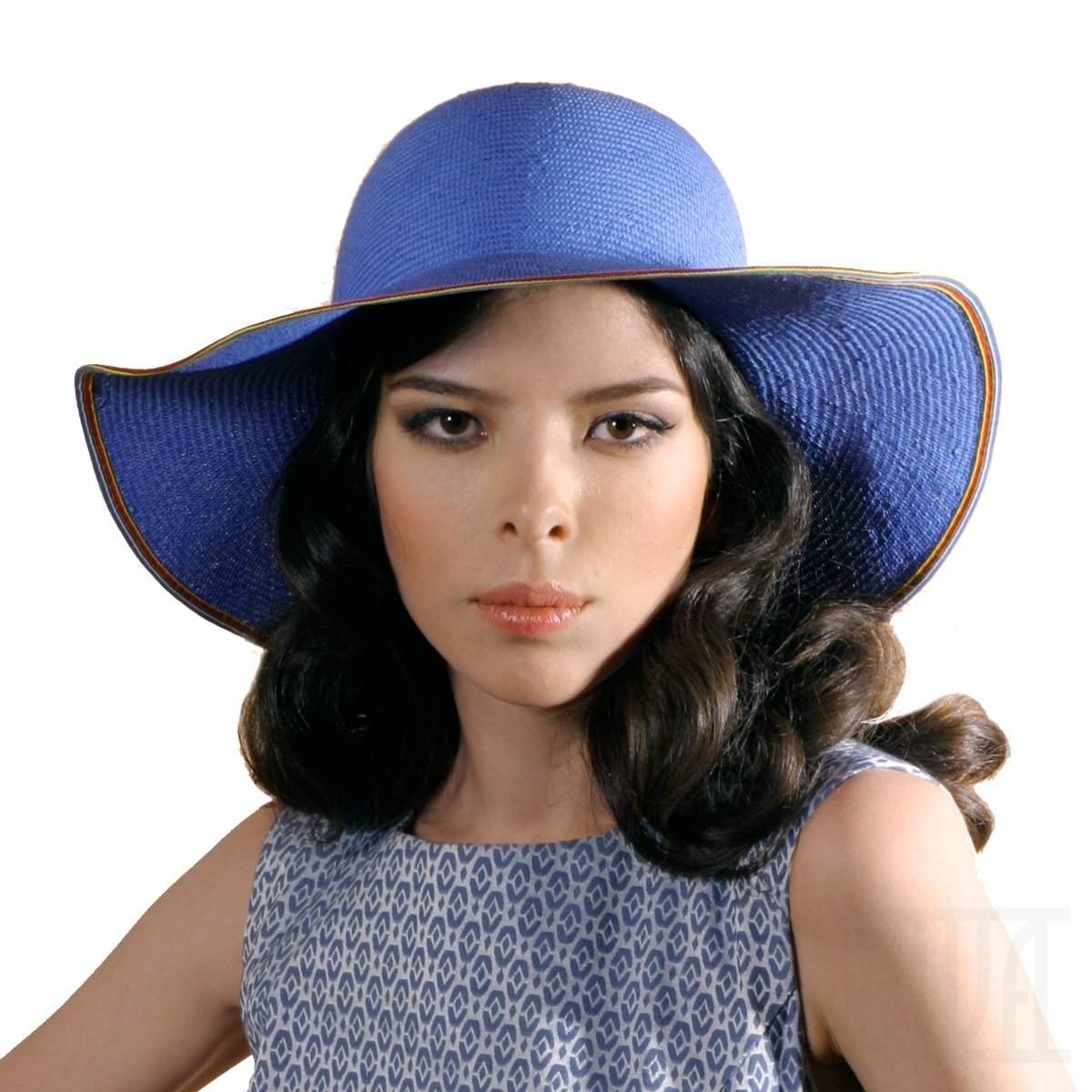 Floppy Sky Blue Straw Sun Hat  Summer Beach Headwear - DivaHats Boutique
