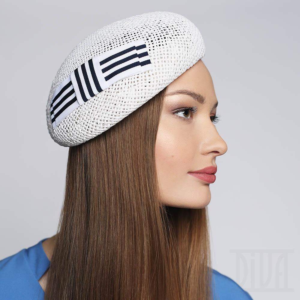Marine Style Small Straw Beret  Stylish Sun Beach Hat - DivaHats Boutique
