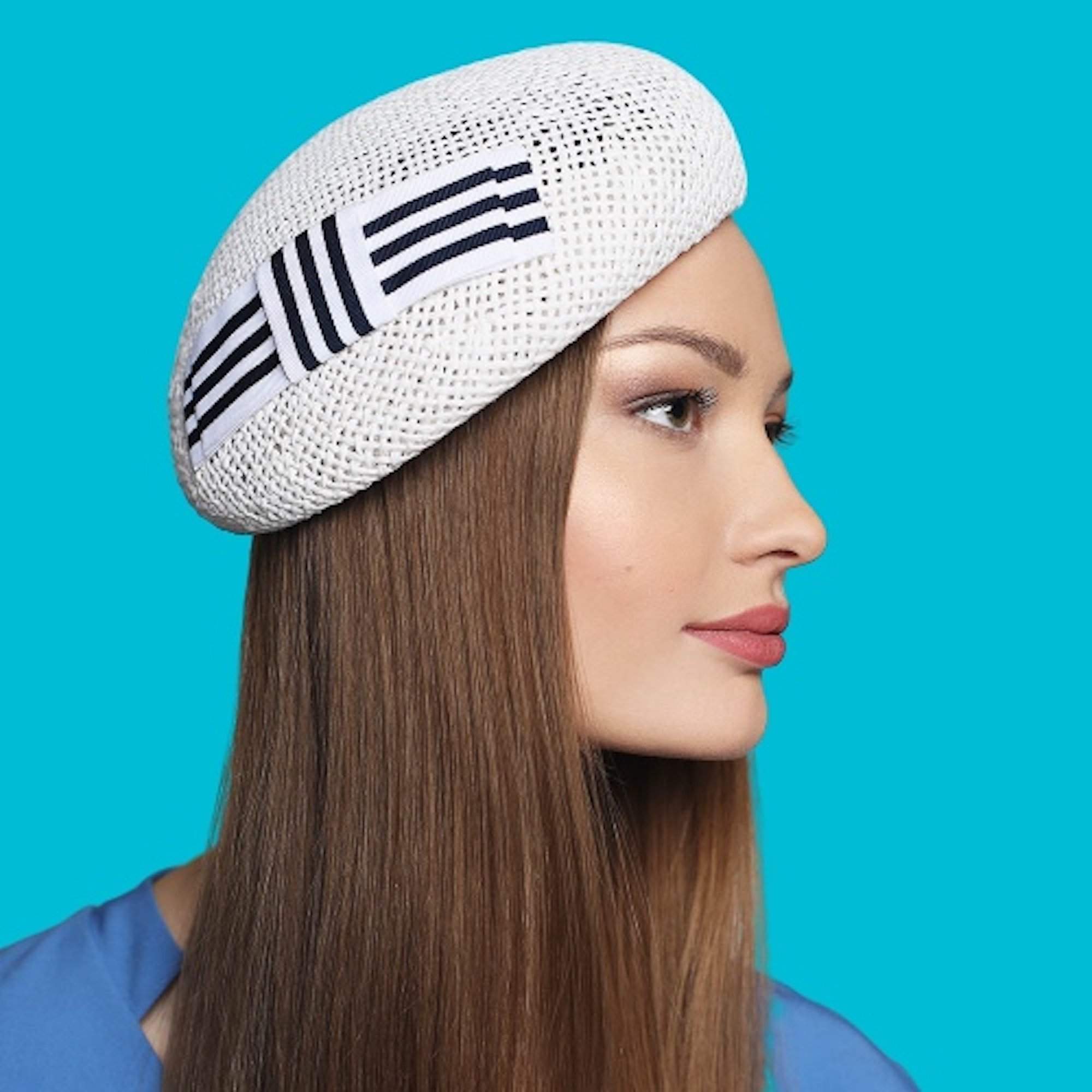 Marine Style Small Straw Beret  Stylish Sun Beach Hat - DivaHats Boutique