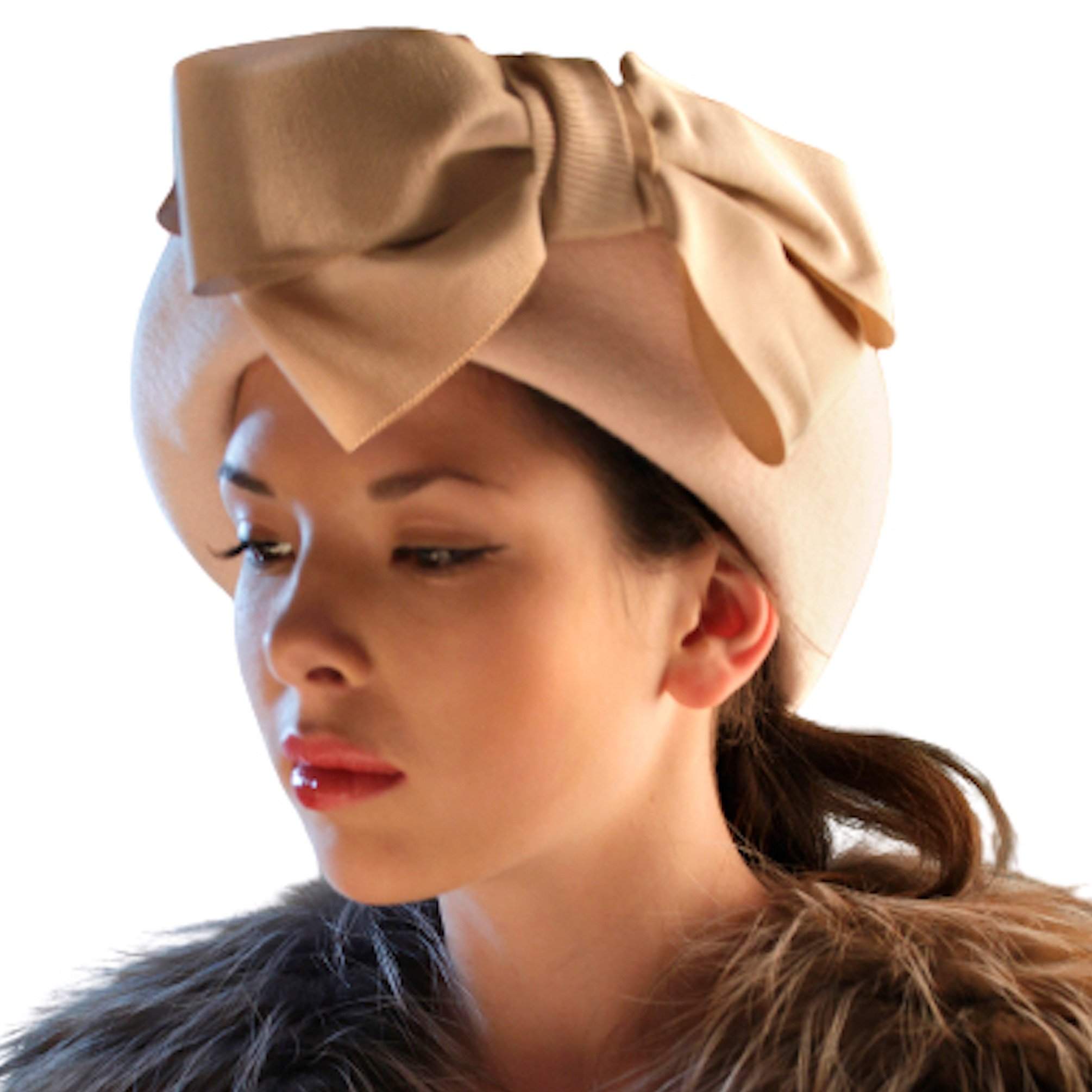 Velour Fur Felt Beret with Bow - DivaHats Boutique