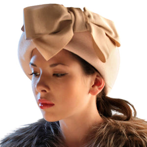 Velour Fur Felt Beret with Bow - DivaHats Boutique