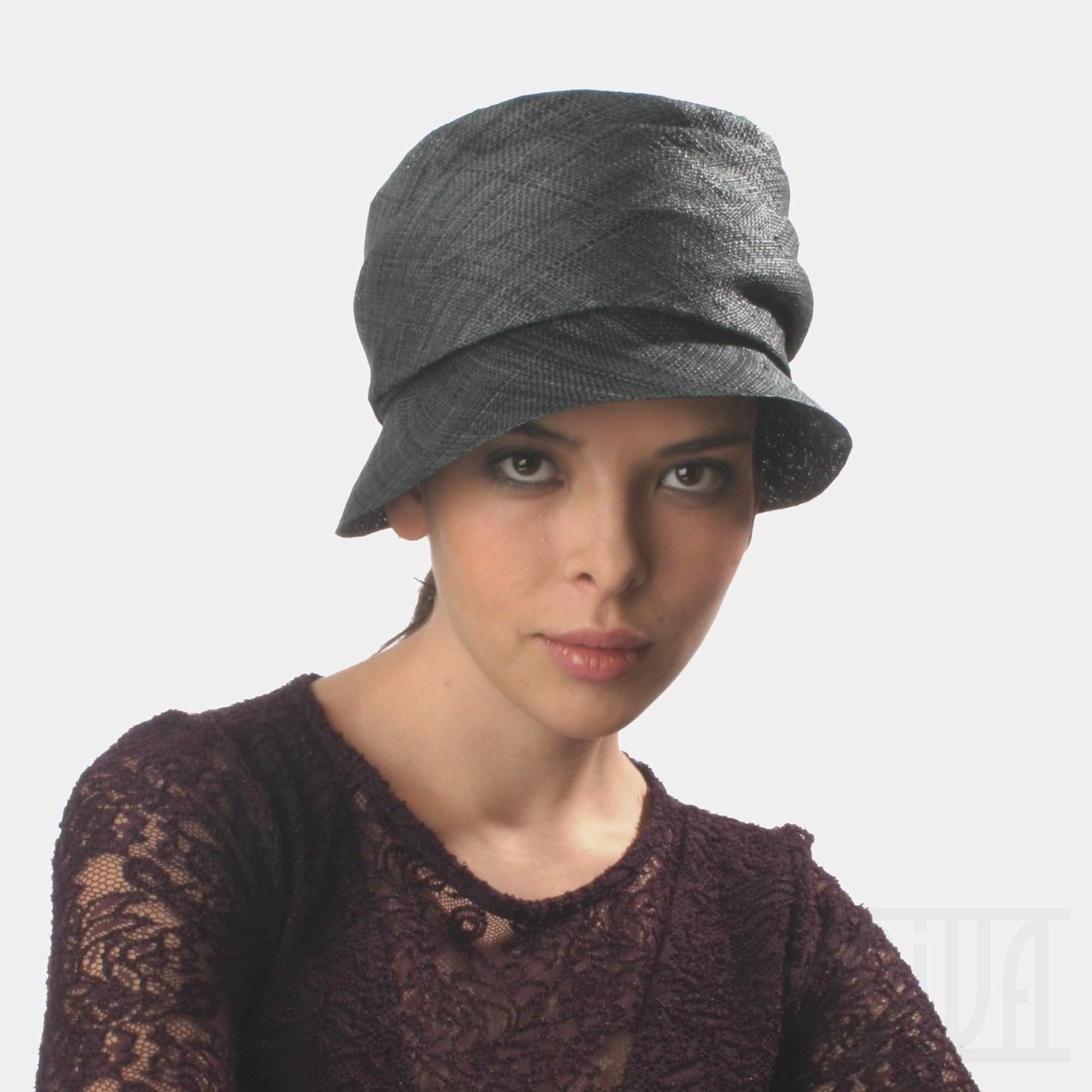 Raffia Fabric Grey Bucket Hat - DivaHats Boutique