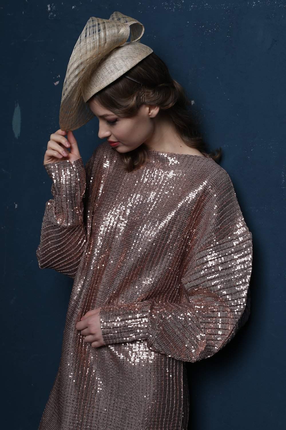 Exquisite Sinamay Fascinator Derby Hat for Women with Golden Flower - DivaHats Boutique