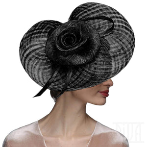 Black Fascinator Derby Hat for Women with Flower - DivaHats Boutique