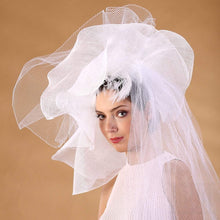 Load image into Gallery viewer, Wedding hat trimmed  feathers and veil - DivaHats Boutique