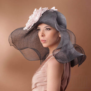 Wide&Floppy Double Brims Hat with Silk Flower - DivaHats Boutique