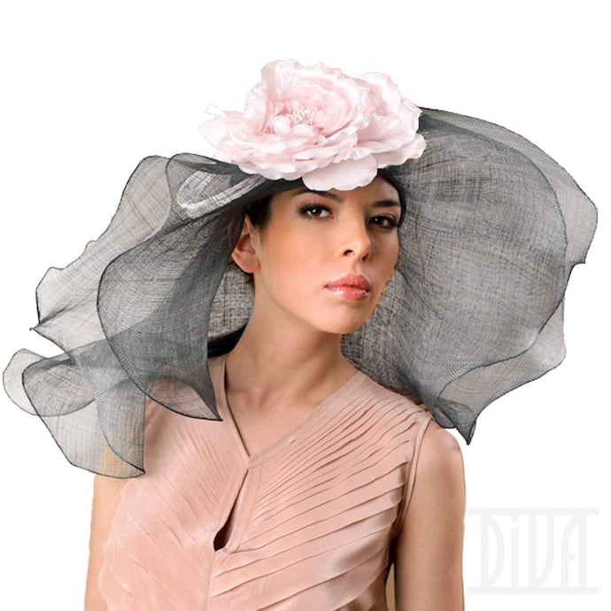 Wide&Floppy Double Brims Hat with Silk Flower - DivaHats Boutique