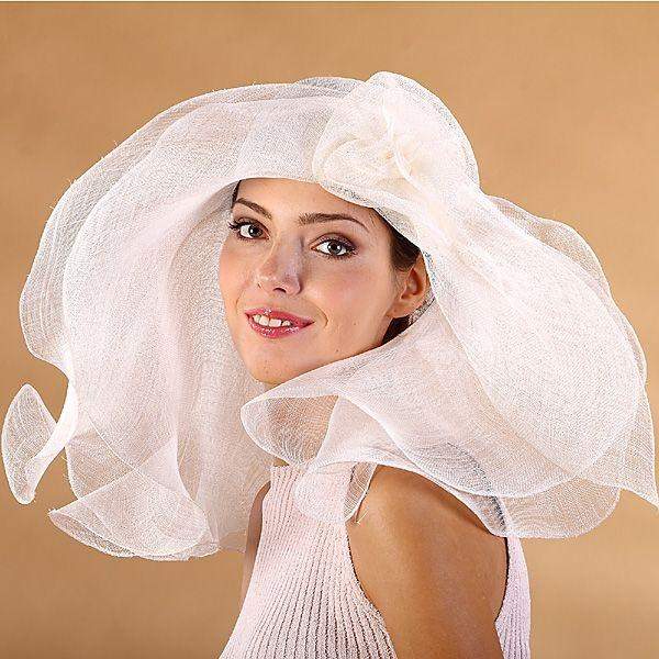 Wedding Hat with Double Brim&Flower - DivaHats Boutique