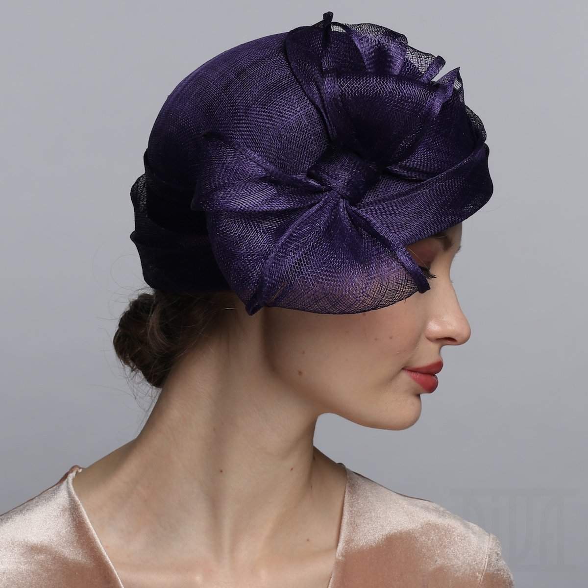 Sinamay cloche with bow - DivaHats Boutique