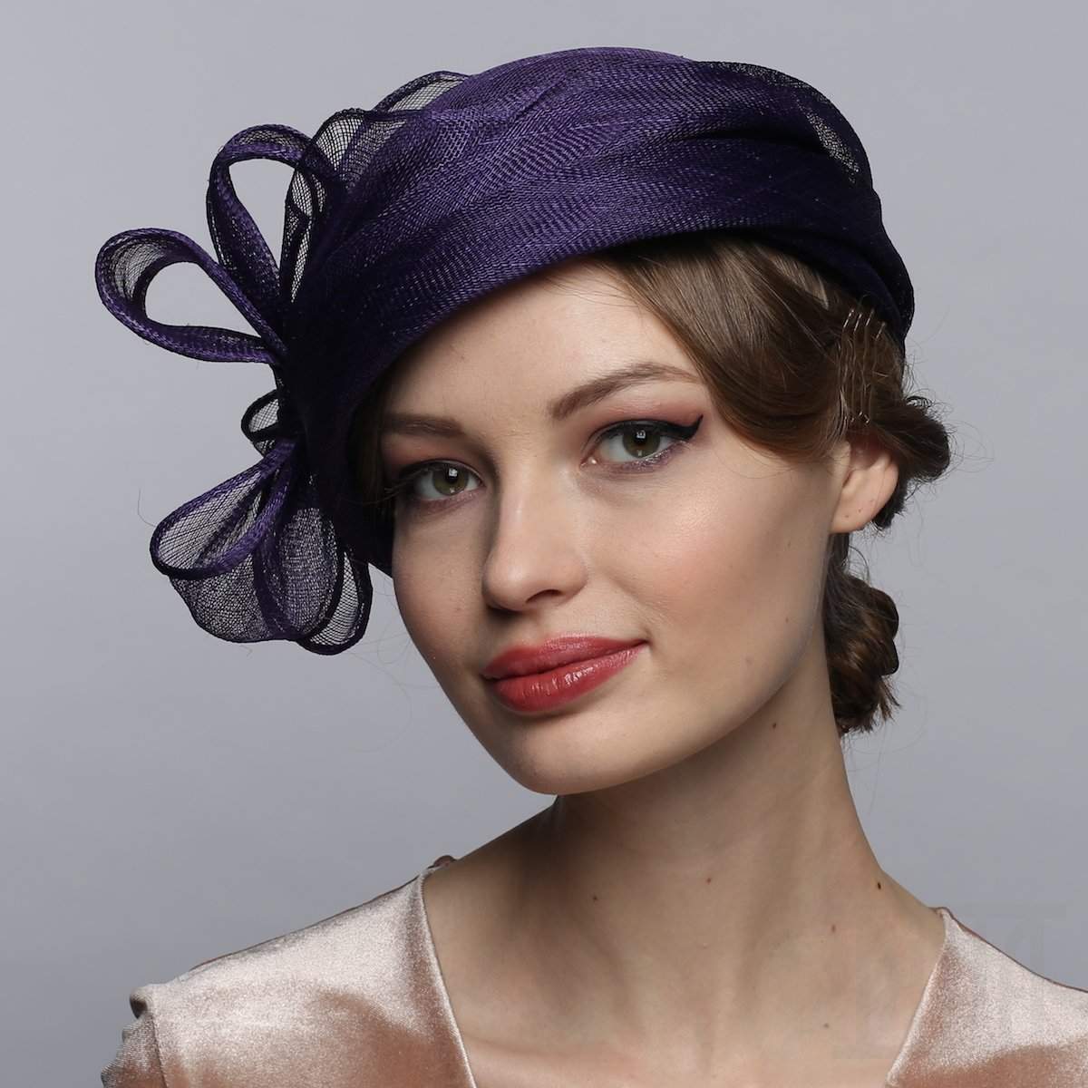 Sinamay cloche with bow - DivaHats Boutique