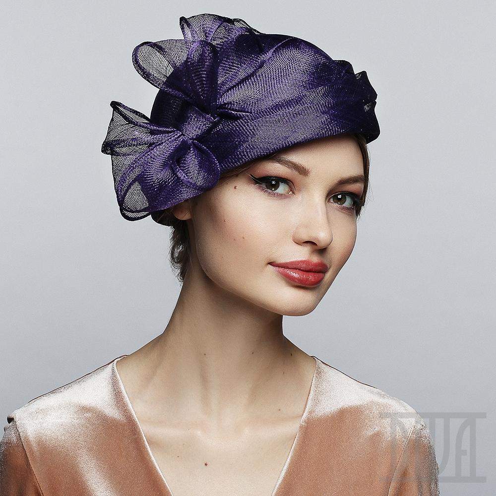 Sinamay cloche with bow - DivaHats Boutique