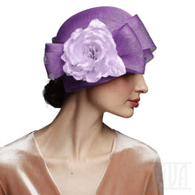 Load image into Gallery viewer, Sinamay cloche with silk rose - DivaHats Boutique